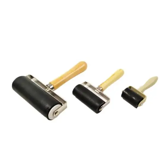 3 pçs rolos de tinta ferramentas artesanais para pintura impressão rolos de cola de borracha suprimentos aplicador de madeira versátil conjunto longo