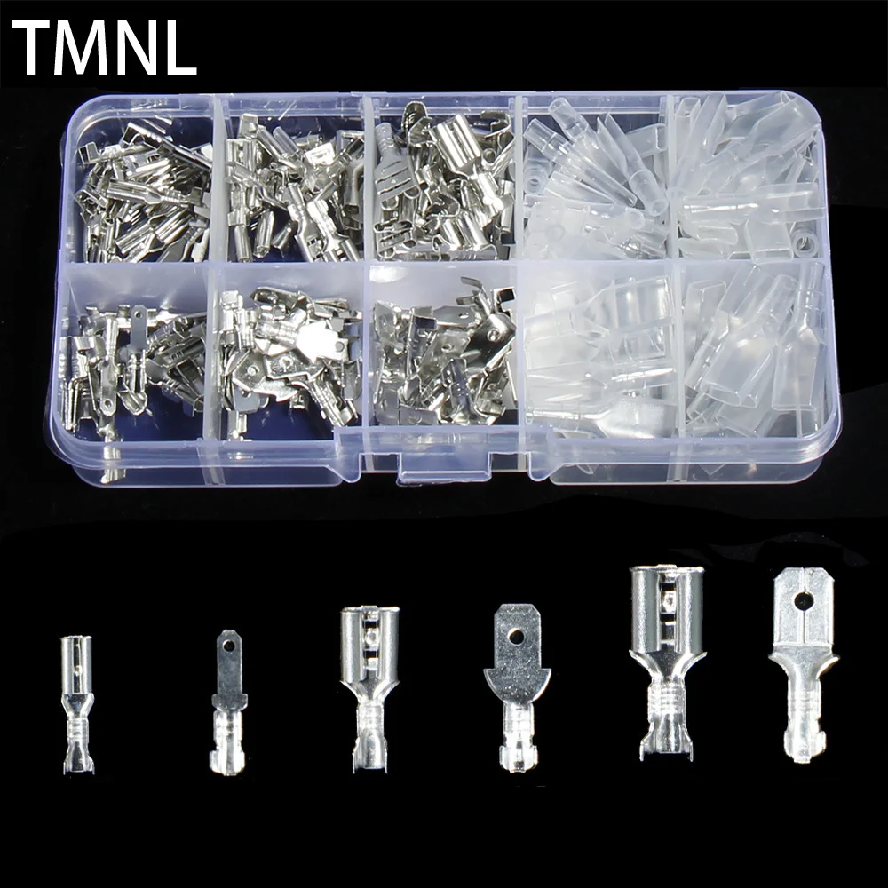 

2.8/4.8/6.3mm silver Connector plug crimping connection cross Electrical Spade Terminals Assortment Insulated wire crimp sheath