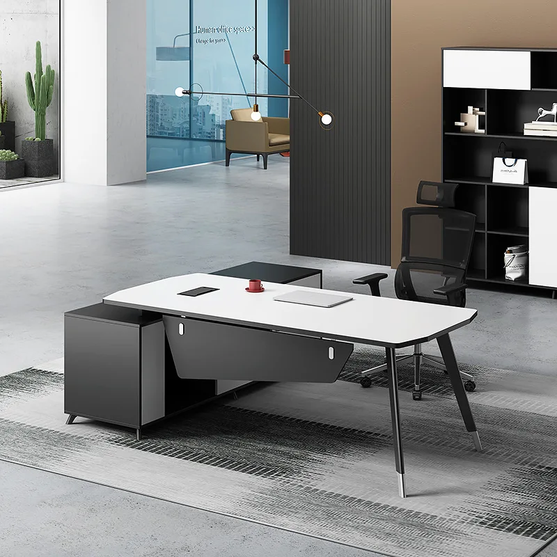 

Современный офисный стол для генерального директора, деревянные офисные столы L-образной формы, роскошный офисный стол Boss