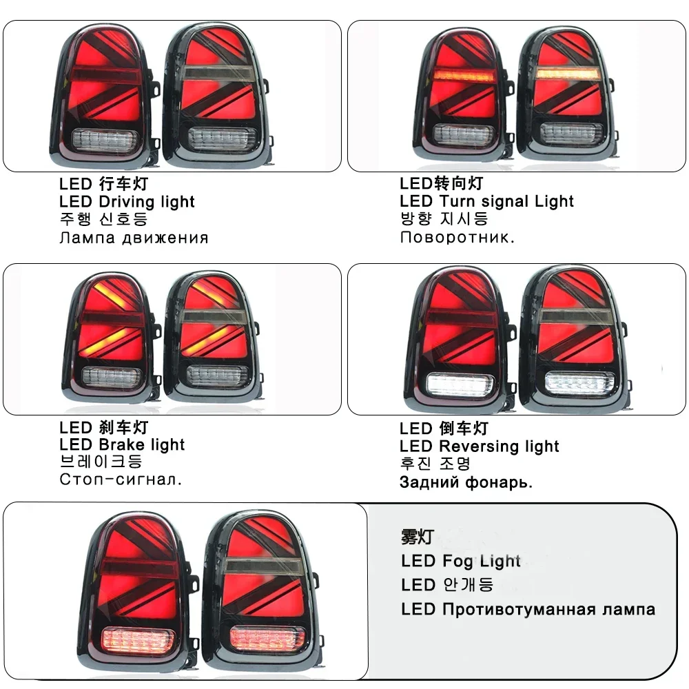 For BMW Mini Cooper Countryman F60 LED Tail Lights 2016 17 18 19-2022 2023 Rear Brake Reverse Sequential Turn Signals Taillights