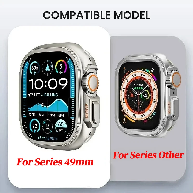 Custodia + cinturino per Apple Watch Ultra 2 49mm 45mm 46mm Cover protettiva in metallo acciaio inossidabile + cinturino sportivo da uomo in silicone per la serie 11