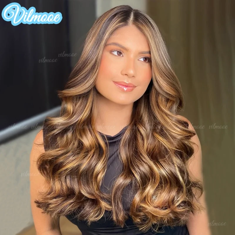 

5x5 Silk Base Closure Highlight Honey Blonde Colored Wig 13x6 Human Hair Body Wave Wigs Human Hair 360 Full lace Wig For Women