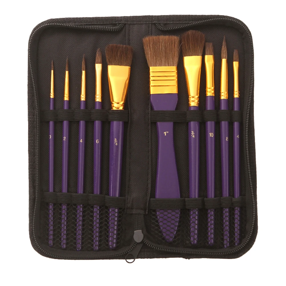 

Horse Hair Wooden Bristle Paint Brushes Handle Washable Art Watercolor Craft Stencil Oil Painting Set for Student Hobby