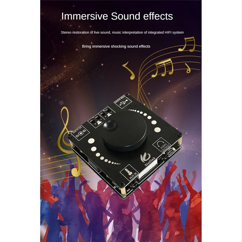 POP-lXY-AP50H HIFI Fever 2.0 สเตอริโอ Bluetooth5.0 เครื่องขยายเสียง TPA3116D2 50W + 50W High-Bass ปรับเสียงสเตอริโอ