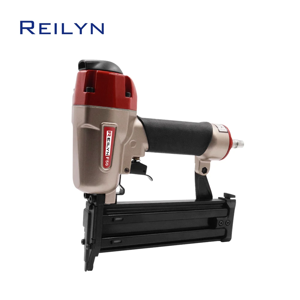 Reilyn 18 Gauge Air Brad Stapler F50 Pneumatic Upholstery Nail Gun 10mm-50mm Staples for Furniture Woodworking Tool