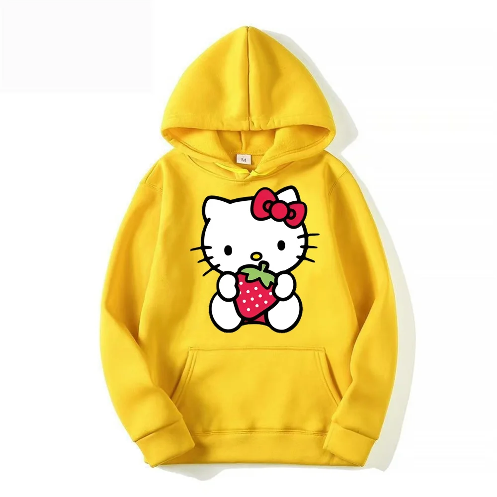 Women\'s Zipper Hoodie Autumn and Winter New Cute Kawaii Sanrio Hello Kitty Pattern Sweatshirt 2024 Streetwear Women\'s Clothing