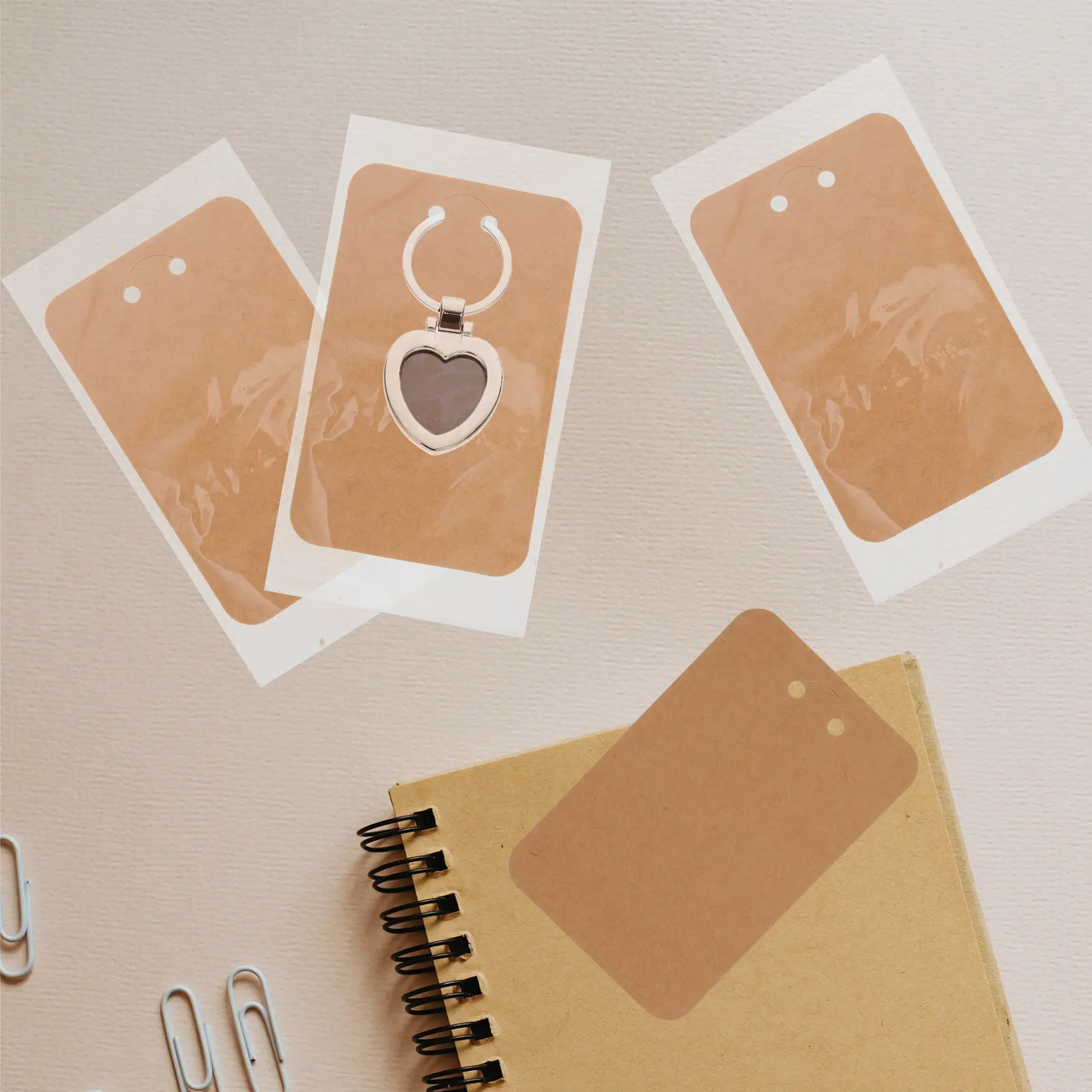 

1Set Keychain Packaging With Self-Sealing Bags For Necklace Earrings Jewelry Display Cards Diy Craft Organizers Storage Holder