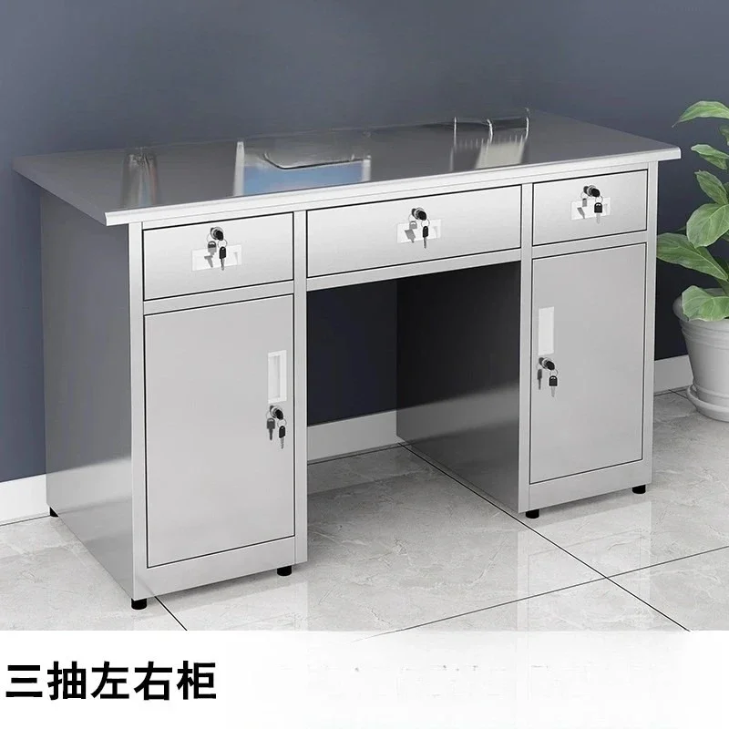 304 stainless steel desk computer desk console table with drawers dust-free workshop workbench
