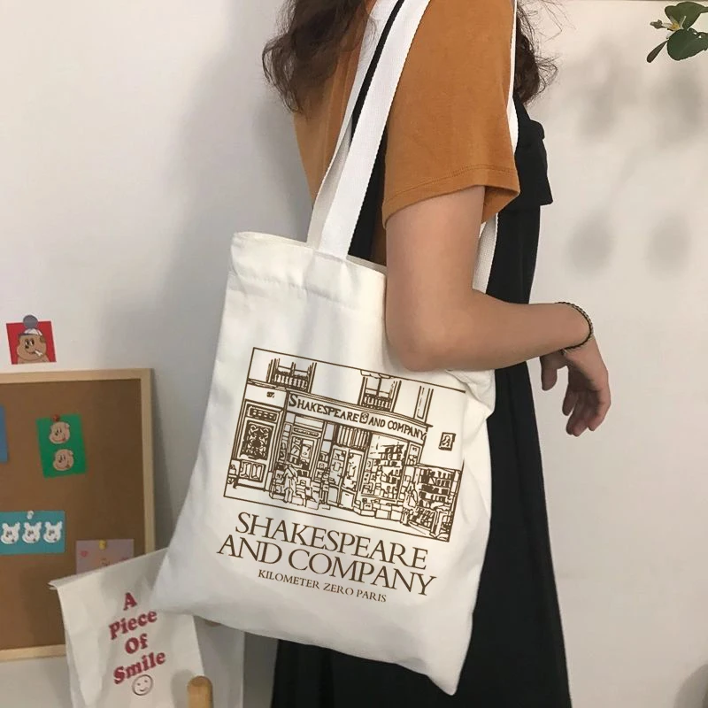 Shakespeare Print Women Canvas Shoulder Bag High Capacity Tote Bag Aesthetics Shopping Bags Cotton Handbags Books Bag for Girls