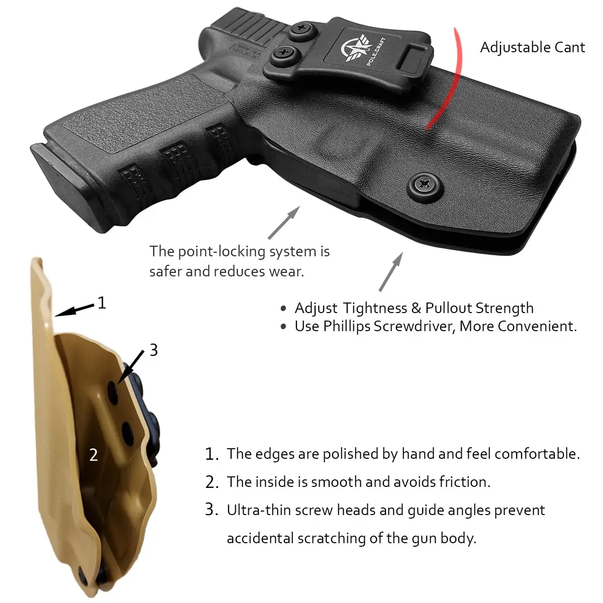 Imagem -03 - Corte do Coldre Iwb Kydex Optics Fits Glock 19 Mos 19x 25 44 45 Gen 15 Glock 23 32 Gen Glock 17 Gen a Glock 22