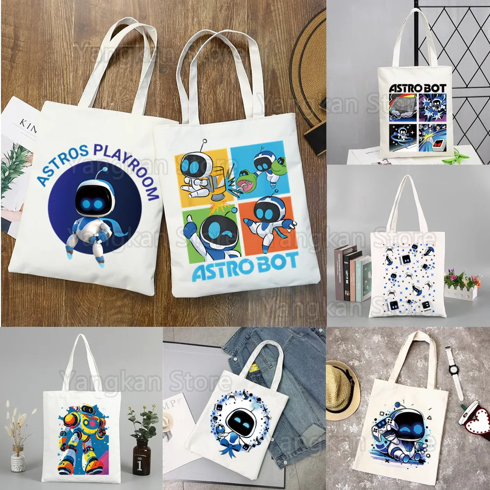 Astro Bot Shopper Bags Tote Shoulder Canvas Bags Large Capacity College Handbag