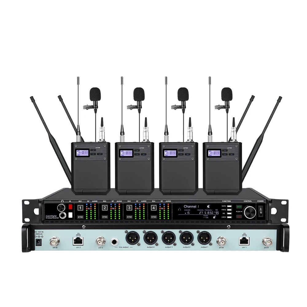 AD4Q Professional Wireless Lavalier/Headset Microphone 4 Channel UHF 512-937mhz Studio Microphone for Wireless  Microphones view 3