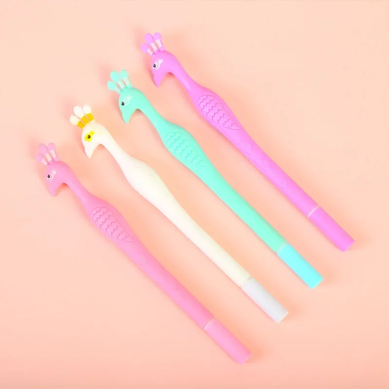 

50 шт. новые канцелярские принадлежности, креативные канцелярские принадлежности с рисунком павлина, средние гелевые ручки, свежие канцелярские принадлежности для студентов, 0,5 мм, черные