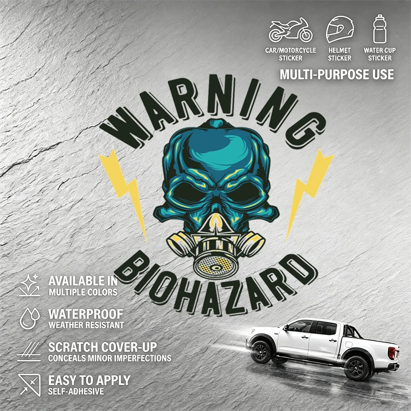 Waterproof Scratch Cover Up Self Adhesive Sticker Vinyl Biohazard Warning Skull for Car Motorcycle Helmet Decals