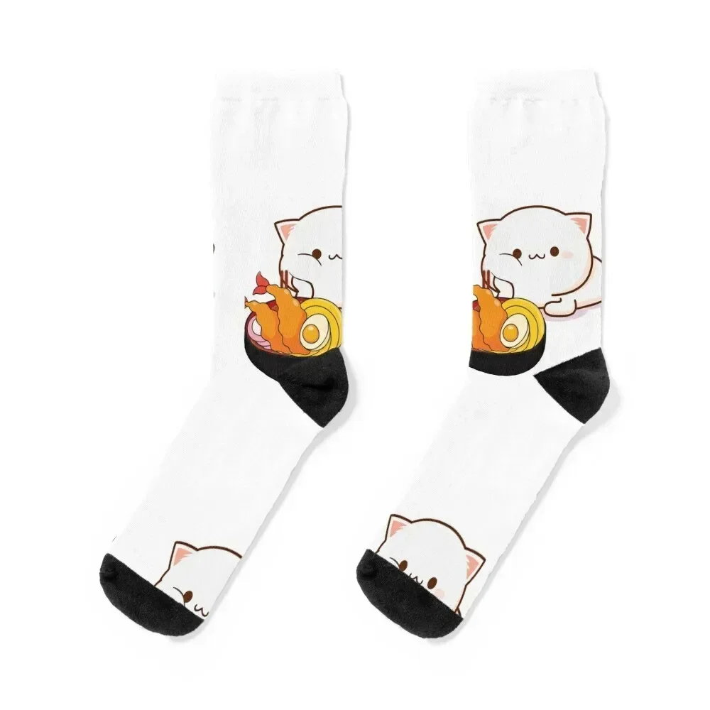 

kawaii neko ramen cat japan Socks Rugby cute funny sock christmas stocking Socks Men's Women's