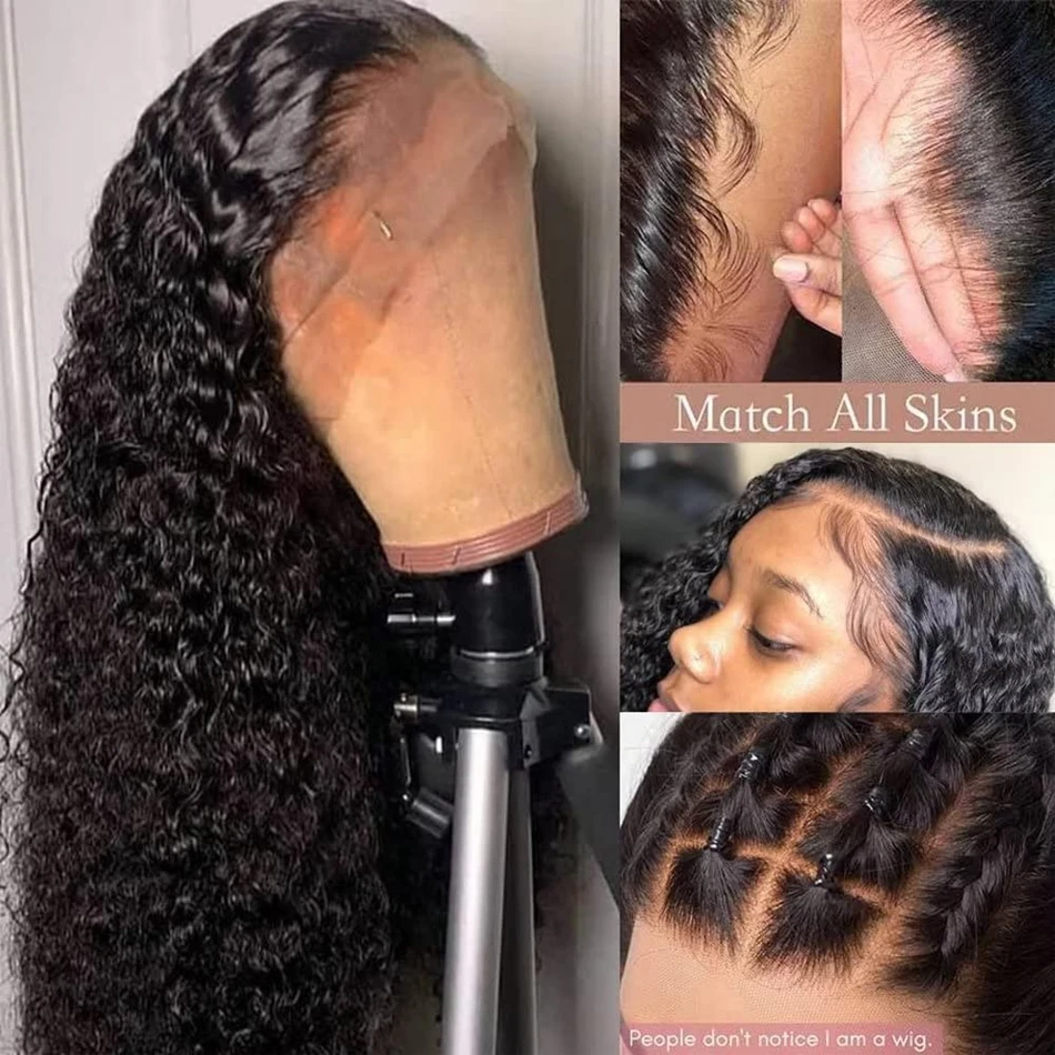 Kinky Curly 13X4 Lace Front Human Hair Pruiken Voor Vrouwen 30 Inch Indian Diep Krullend Kant Frontale Pruik Nat En Golvend Kant Sluiting Pruiken