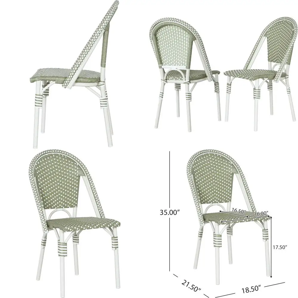 

Philomena Outdoor rench Bistro Chairs Set o 2, Patio Dining Chairs Set o 2, PE Rattan Patio urniture AmrlAccent Chair or Garden/