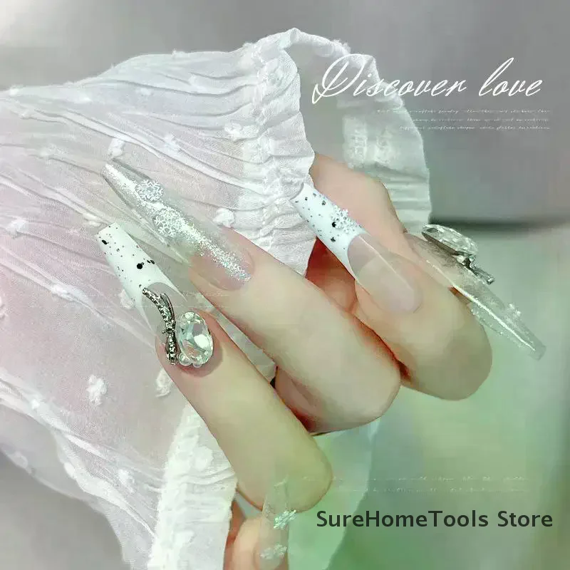 عيد الميلاد ندفة الثلج مسمار الترتر تألق الشتاء رقائق سبانجلز ثلاثية الأبعاد مسمار الفن لاصقة تزيين نصائح سحر مانيكير صالون DIY بها بنفسك