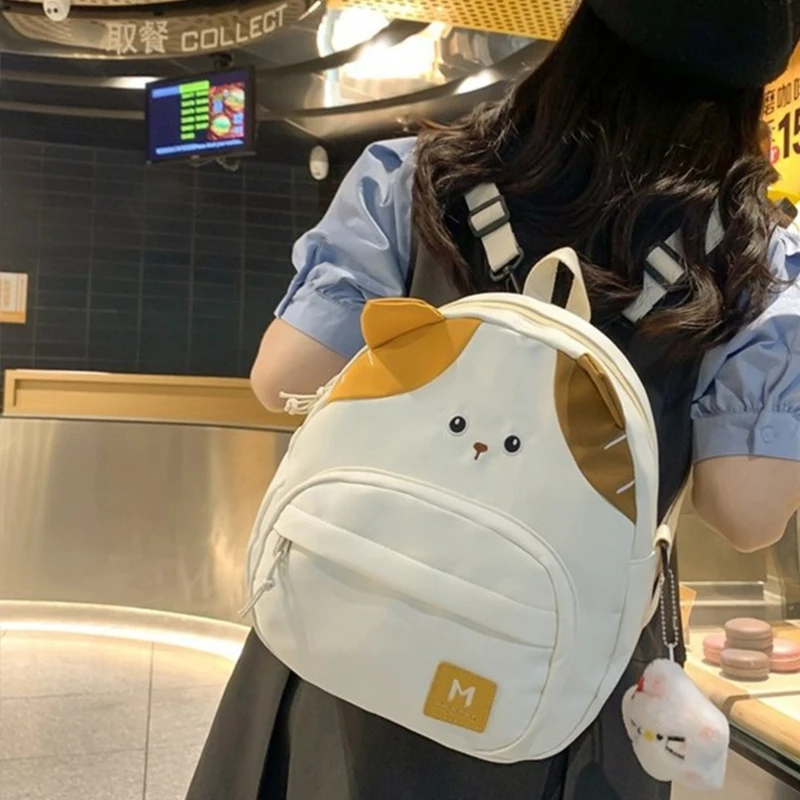 Japanese Backpack for Women Girl School Backpack Cartoon Cats Small Travel Knapsack Lovely Student Bookbag