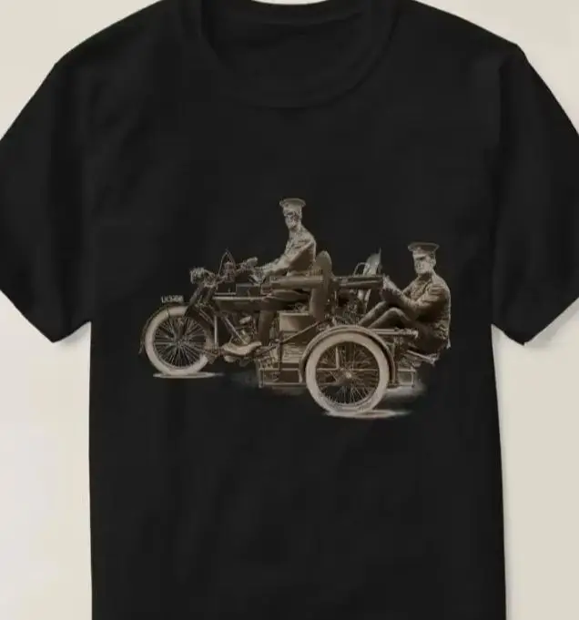 

Vintage WW1 Motorcycle Machine Gunners T-Shirt 100% Cotton O-Neck Short Sleeve Summer Casual Mens T-shirt Streetwear
