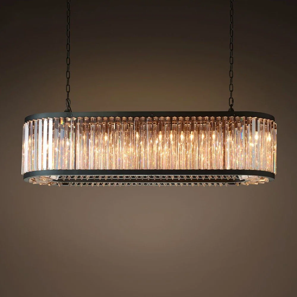 Modern retro luxury K9 crystal chandelier villa family kitchen island living room decorative light multi type led lighting