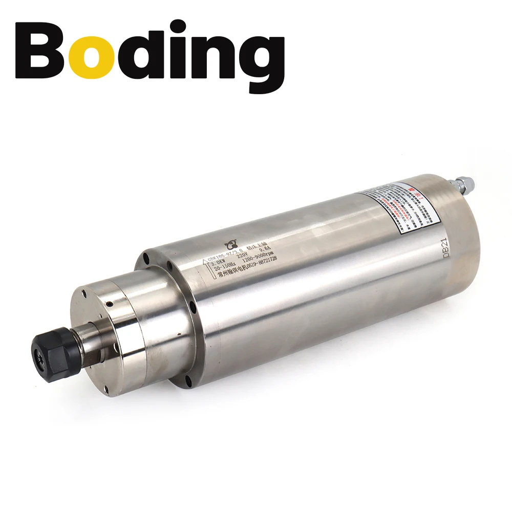 BODING 3KW CNC Drilling Water Cooled Spindle Motor 1200-9000rpm ER20 220V 380V With Inverter GDK105-9Z For CNC Metal Cutting