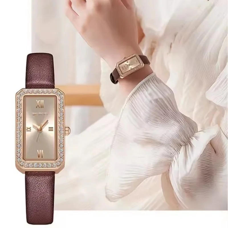 SANDA 622, хит продаж, модный дизайн, женские водонепроницаемые часы, прямоугольный циферблат с бриллиантами, кварцевые деловые женские часы