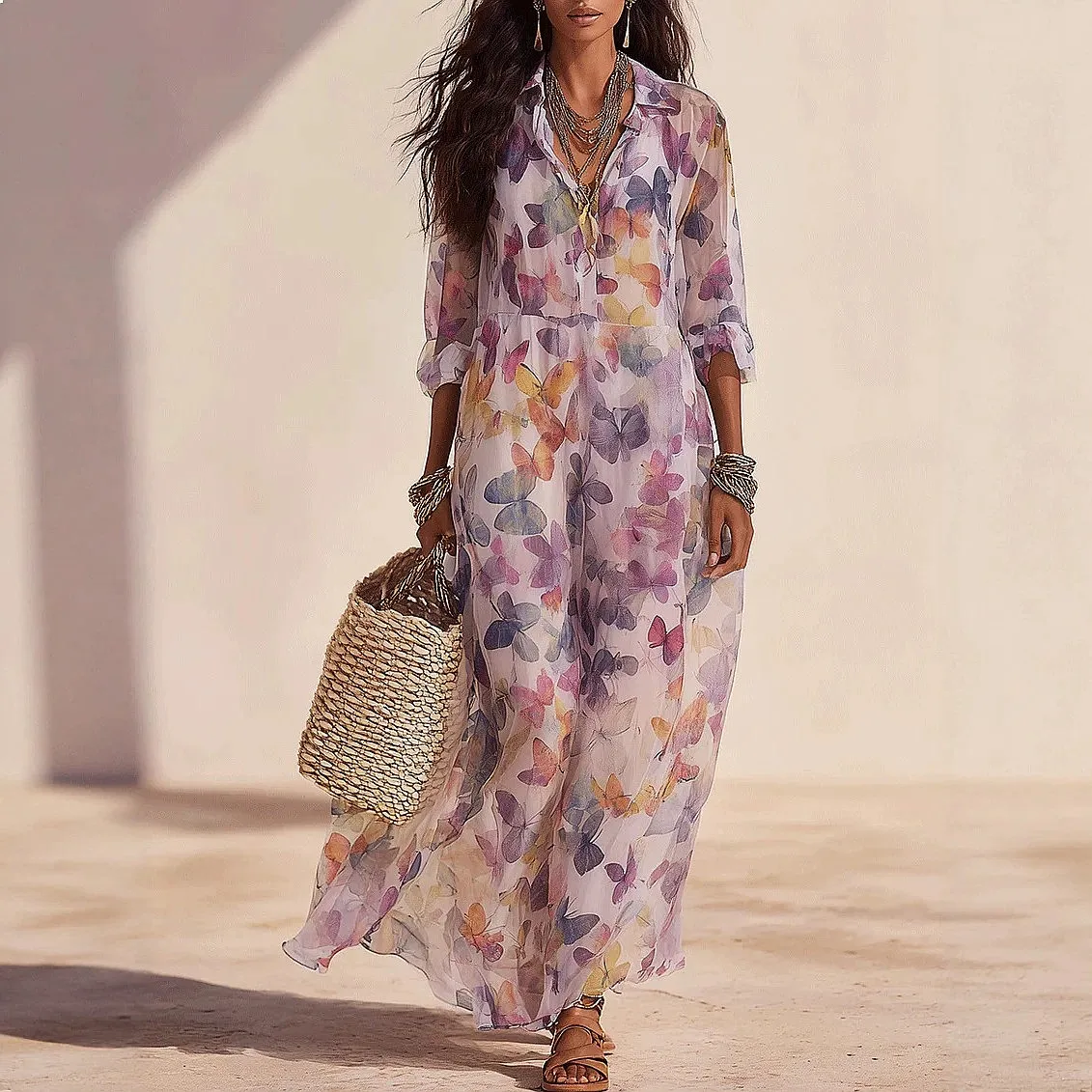 

Women's Floral Tie Dress Summer Dresses Casual Elegant Print Midi Dress Spring