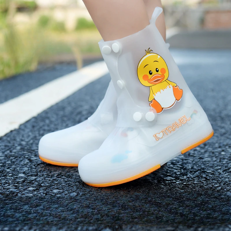 Rain Shoes Waterproof Children Shoes Animal Pattern Mid-calf Buckle Soft Bottom Waterproof Rubber Boots Kids Students Rain Shoes