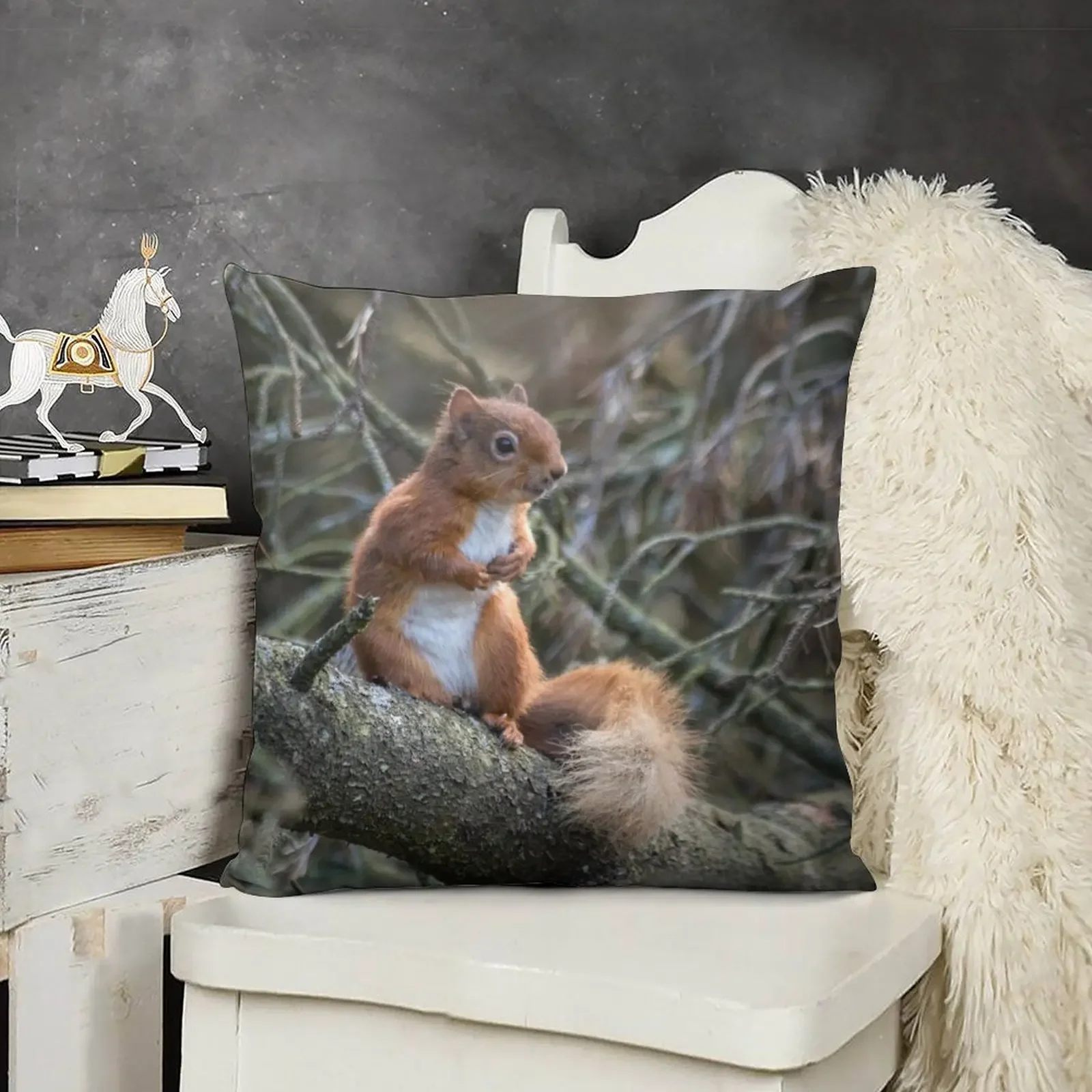 

Cute little wild woodland red squirrel in the branches Throw Pillow Christmas Cushion For Home Christmas Pillows pillow