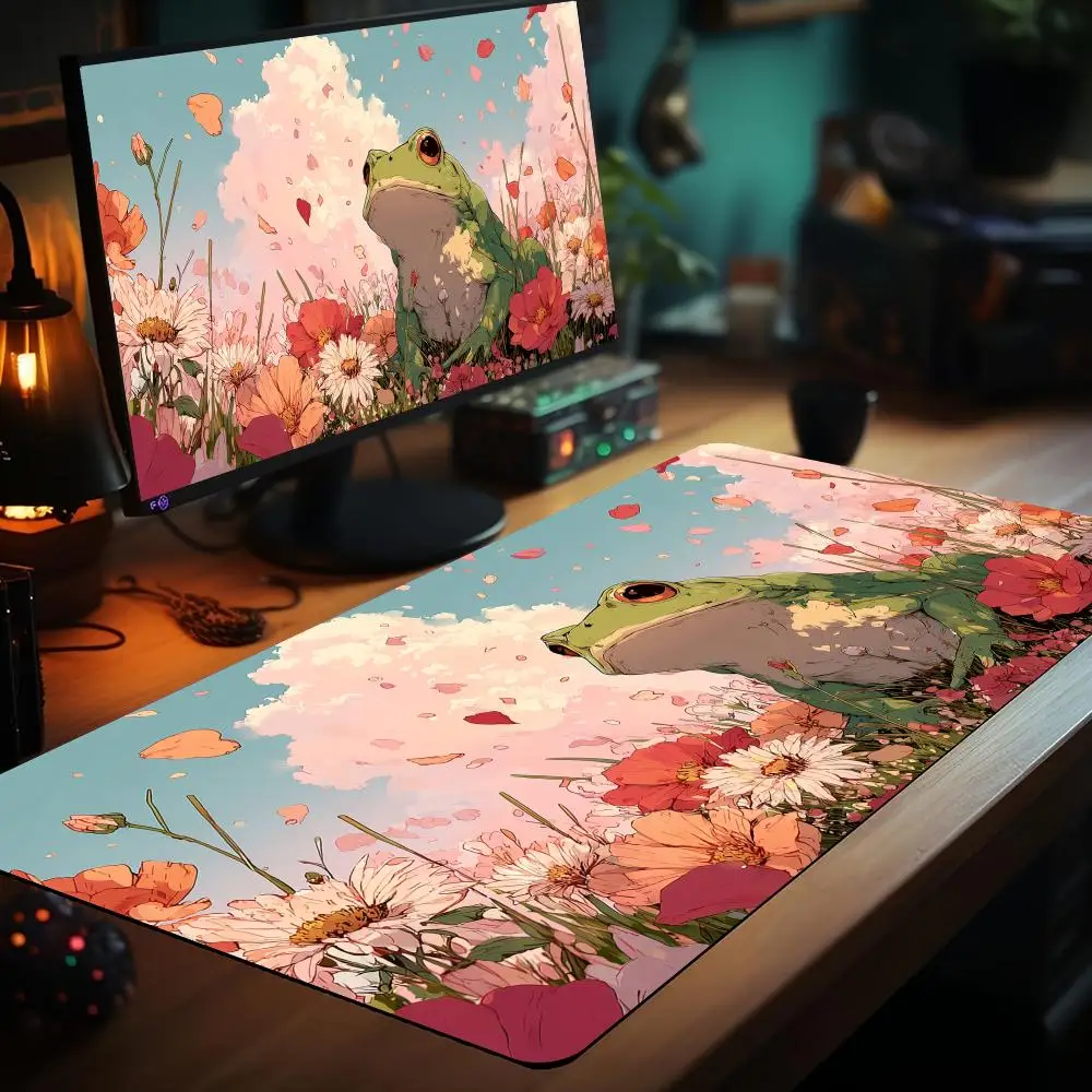 رسم توضيحي على شكل ضفدع رومانسي، بساط لعب سحري، سجادة ألعاب المعركة مع منطقة MTG، سجادة مكتبية مناسبة لجمع الألعاب