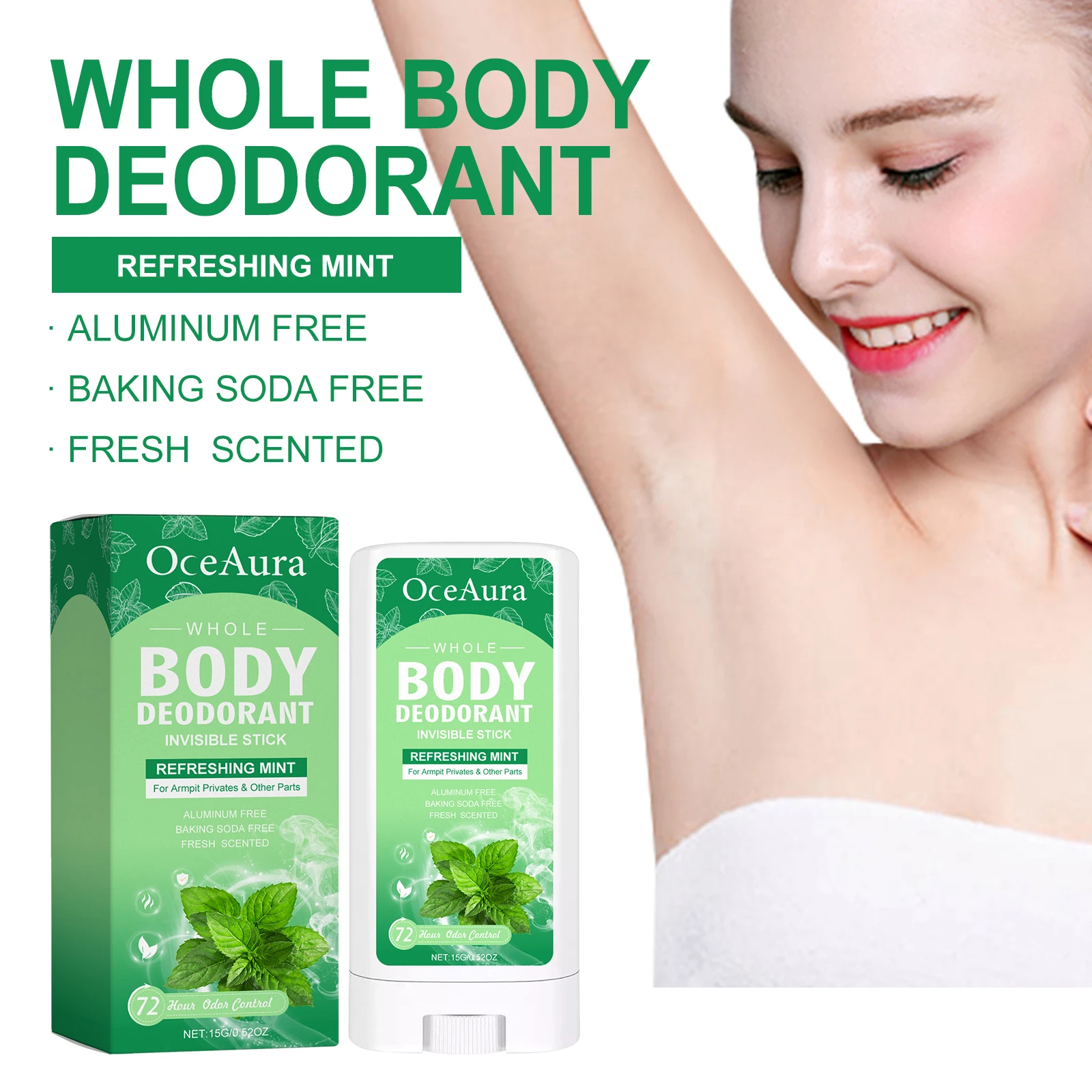 

Mint Body Deodorant Stick - Keeps Body Fresh, Reduces Underarm Odor, Portable Antiperspirant Cream