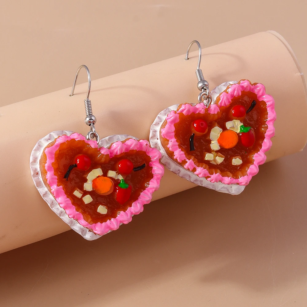 Aihua New In Cute Resin Funny Food Earrings Sweet Simulation Birthday Cake Ice Cream Earrings Girl Kids Jewelry Gifts