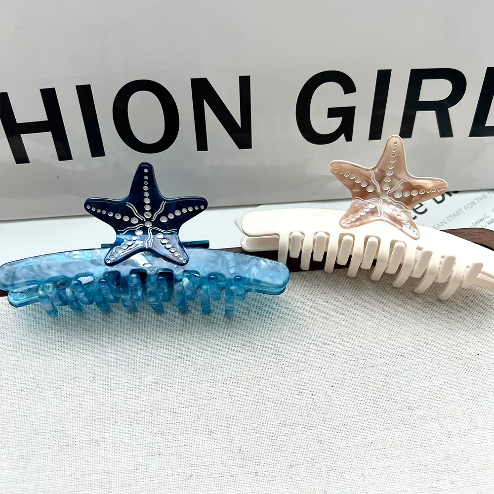 Pinza de pelo de acetato para mujer, accesorio avanzado de la serie Ocean, disco de estrella de mar con personalidad elegante, tiburón, novedad