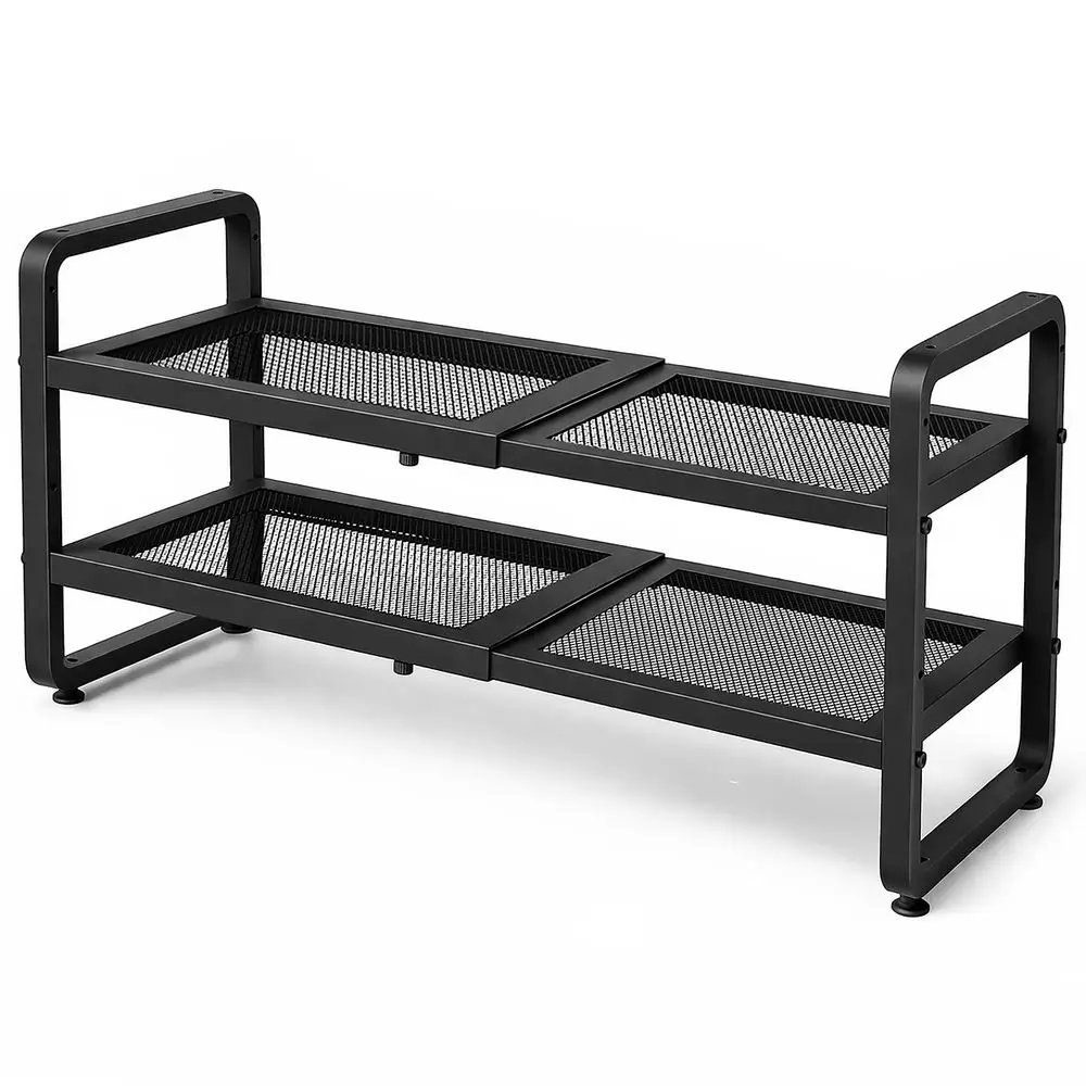 

Разборная полка для обуви, расширяемый органайзер для обуви в шкаф, регулируемая металлическая полка для хранения обуви, штабелируемая длинная подставка для обуви для гаража