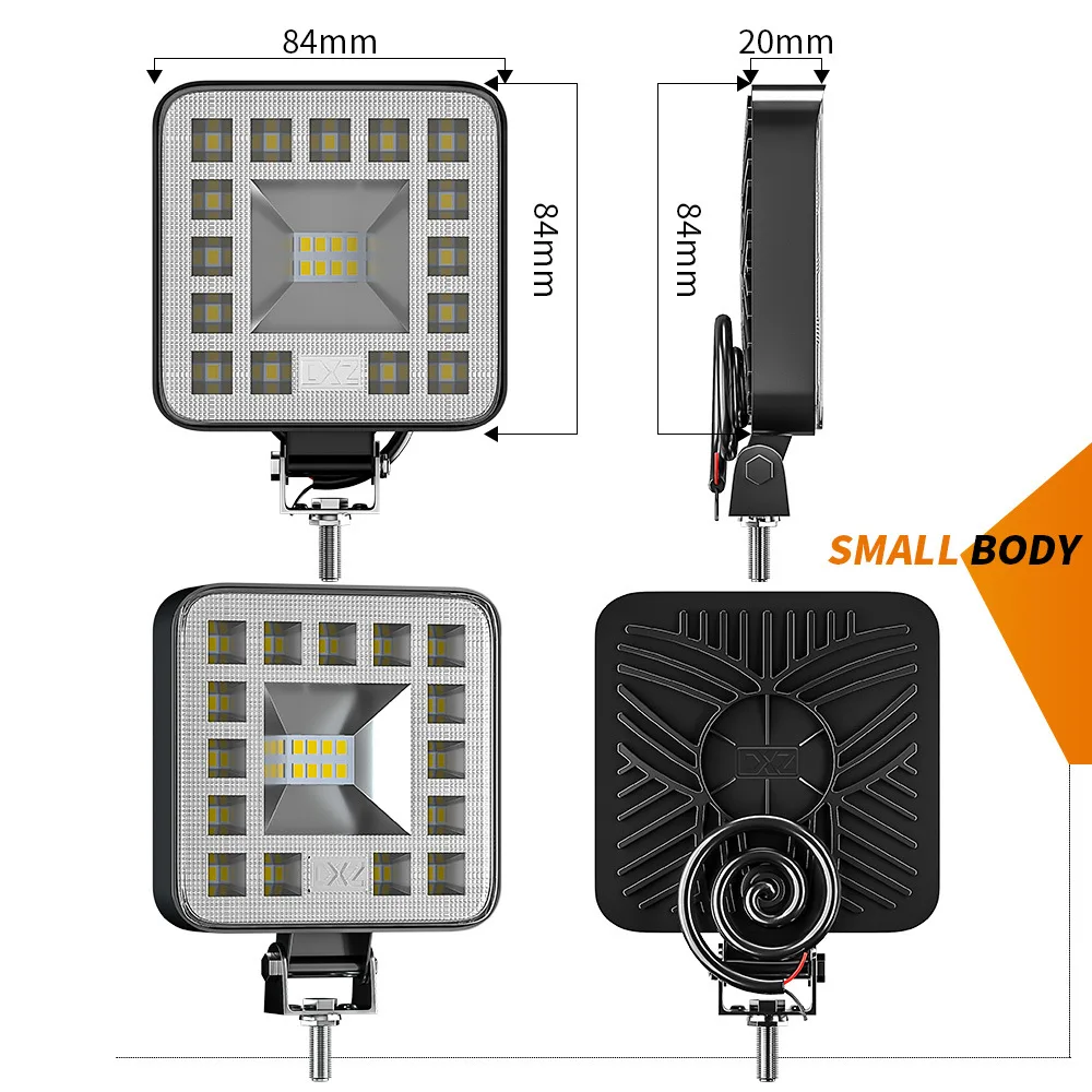 Car LED Work Light Combo Beam 3030 SMD 87 Watts Super Bright Flood Spot 6500K DC 12-24 Volts Spotlights Truck 4x4 4WD