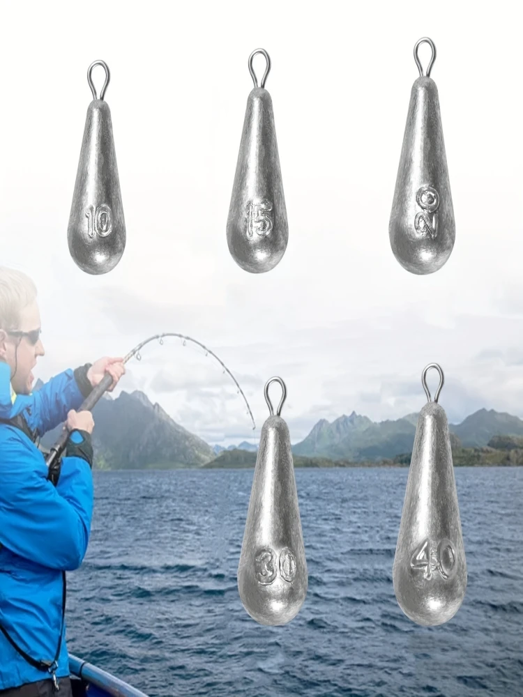 Visgewichten Zinkers, 10 maten Traanvormige visloodzinkers, Bass Casting Drop Shot-gewichten voor zoutwater zoetwater - afbeelding 2