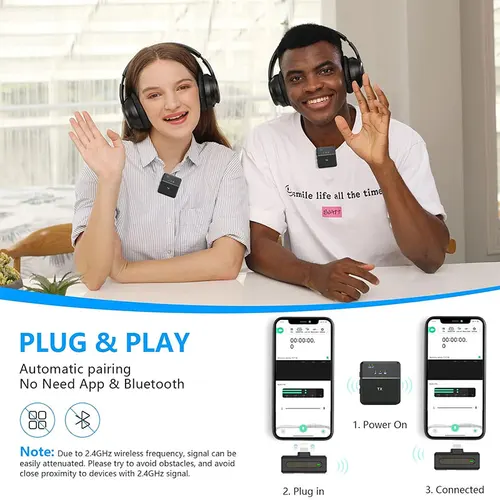 Imagen 2 del producto Micrófono de solapa SX8 Lavalier inalámbrico estudio de grabación profesional Telsiz Mikrofon Smartphone Tie Micro para Iphone teléfono móvil