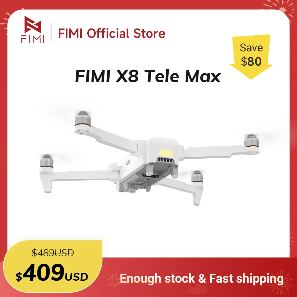 FIMI X8 Tele Max drone 1/2-inch CMOS Wide-Angle Tele Camera 30x Hybrid Zoom 4K 60fps 3-axis Gimbal GPS 20kmAI Super Night Video