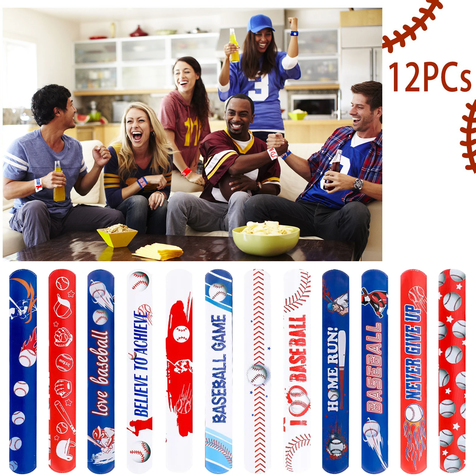 40pcs Baseball Party Favors Set, Slap,Tattoo Stickers, Keychain, Baseball Goodie Bags for Team as Baseball Themed Birthday