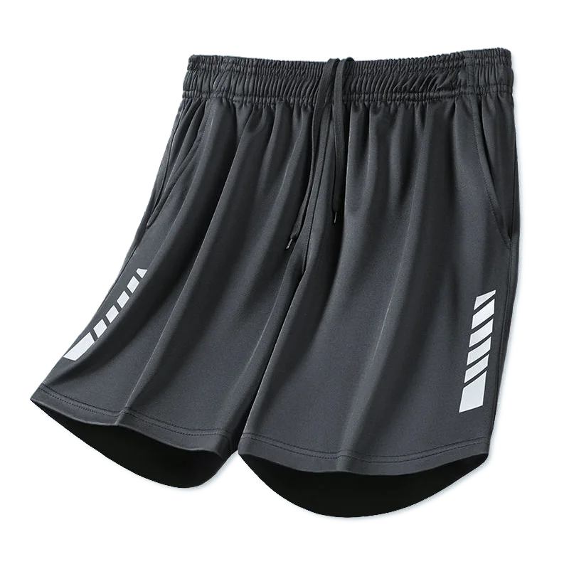 Neue schwarze Laufshorts für Herren mit Streifendruck, lockere Basketball-Sport-Gym-Shorts, atmungsaktive Shorts für Fitness-Training und Workout, Herren-Unterteil