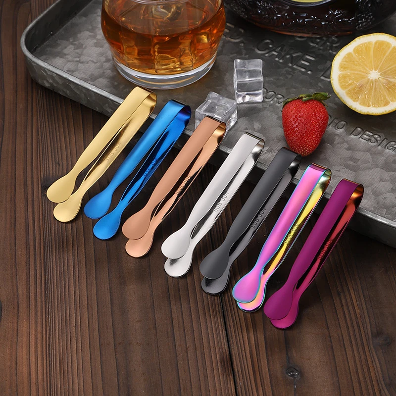 304 Stainless Steel Sugar Cube Clip Round Multifunctional Ice Clips Multicolour Small Food Tongs Kitchen Restaurant Utensils