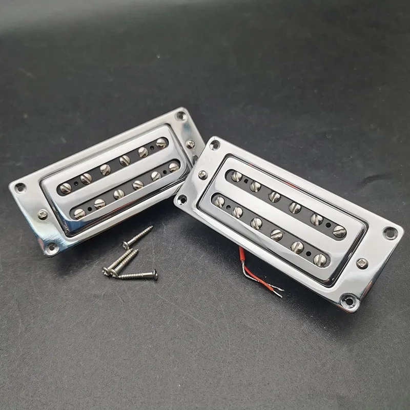 Mini Open Electric Guitar Humbucker Pickup 12 Adjusted Pole Piece for LP Guitar Parts Neck and Bridge Chrome 68X29MM