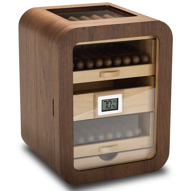 Cigar cabinet, mellow cedar cigar humidifier, fashionable curved ebony light luxury