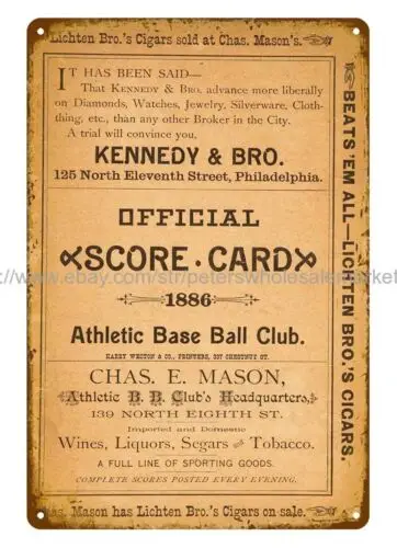 1886 baseball vs.  Scorecard metal tin