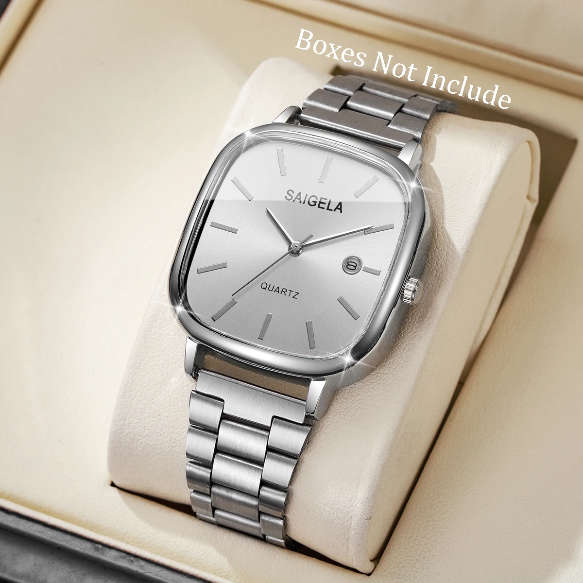 Fashion Square Men Quartz Watches Simple Dial Man Business Calendar Wristwatch Reloj Hombre (Without Box)