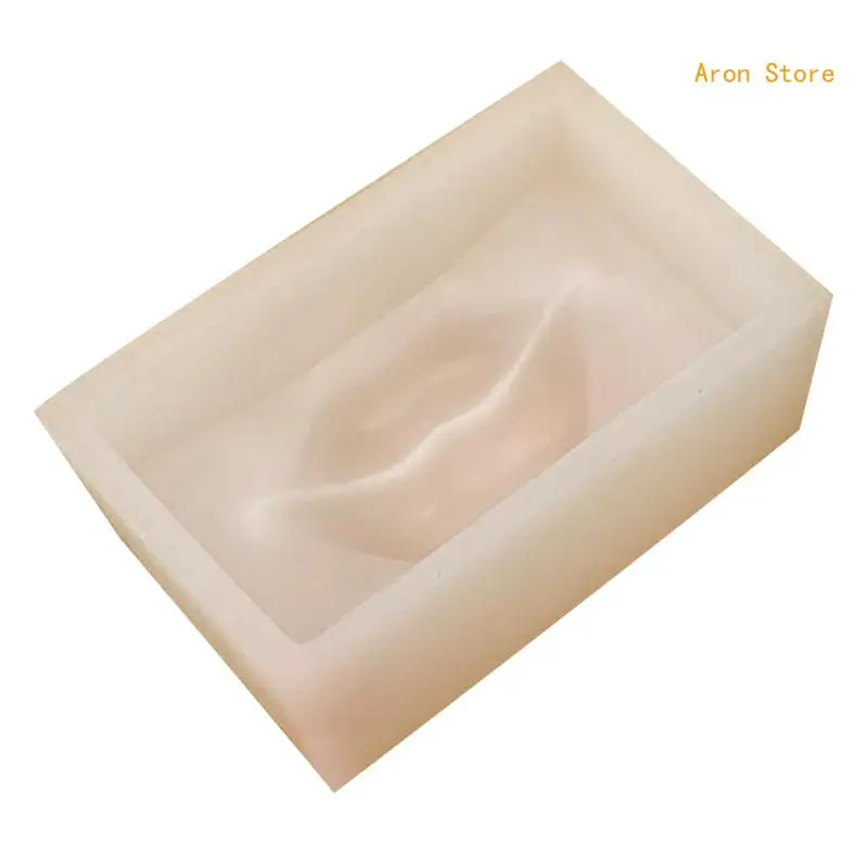 Molde silicona con labios rectangulares 3D para fabricación velas, moldes jabón hechos a mano, decoración pastel