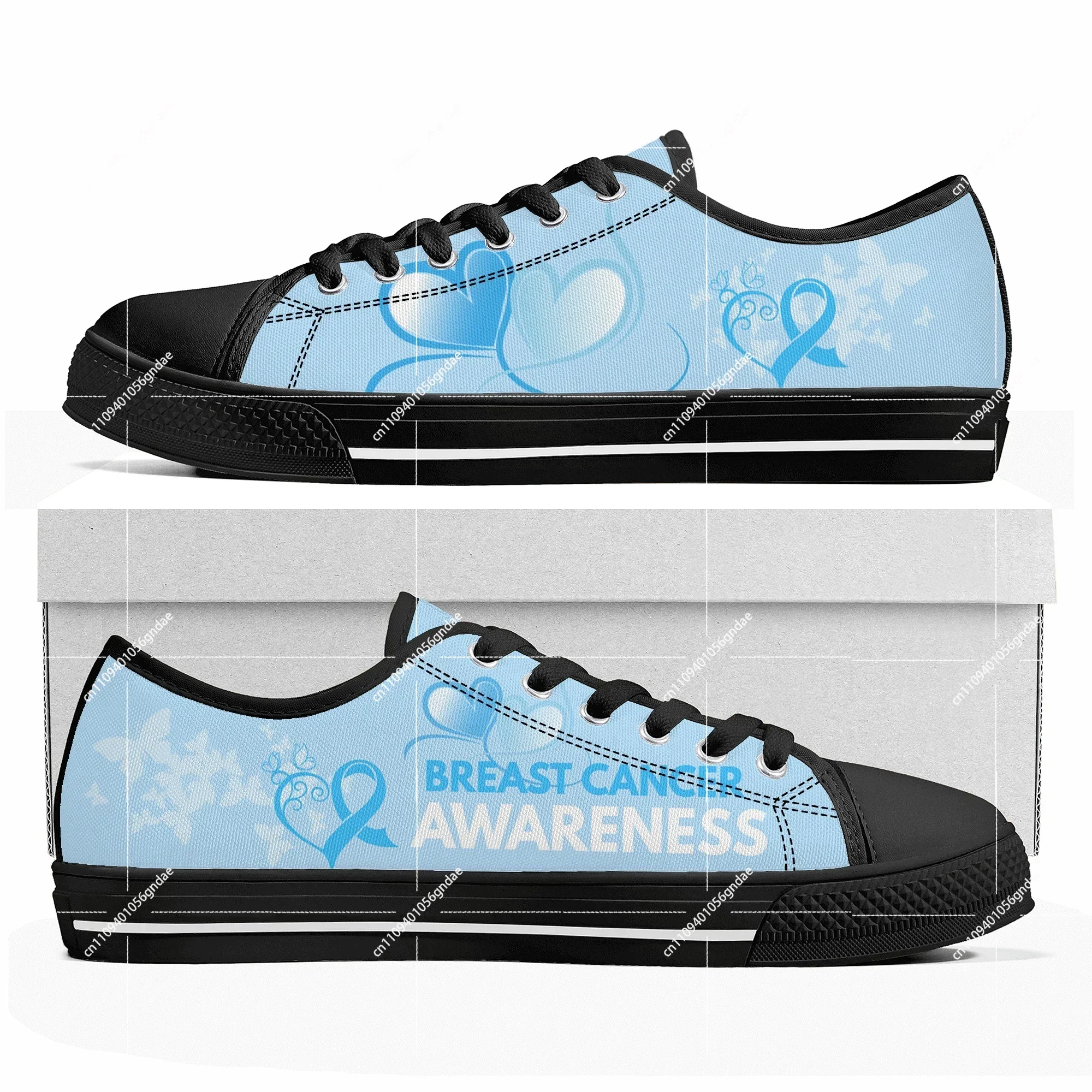 

Breast Cancer Awareness Pink Ribbon Custom Low Top Sneakers Womens Mens Shoes Casual Tailor Made Canvas Sneaker