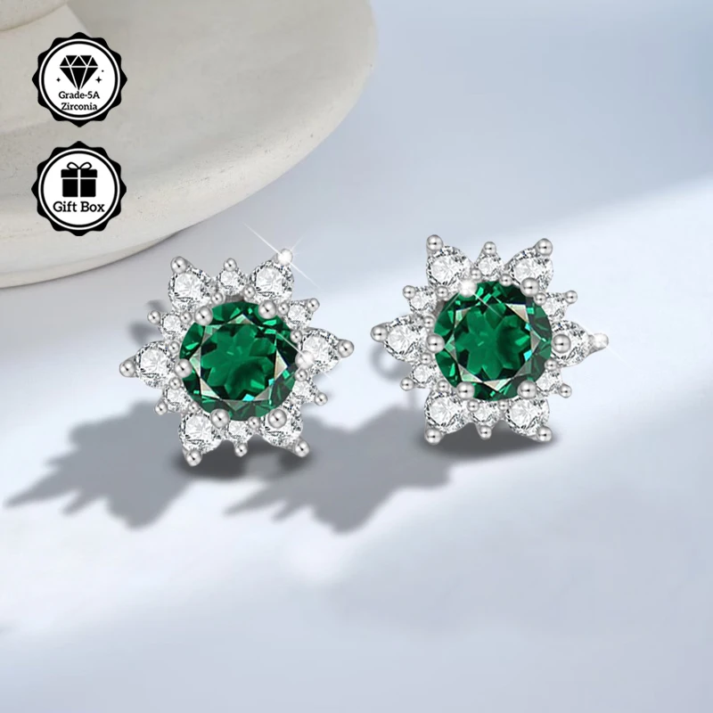 

LAMVOICE jewelry for women/stud earrings with 1 carat zirconia Hypoallergenic earrings christmas gift high quality jewelry