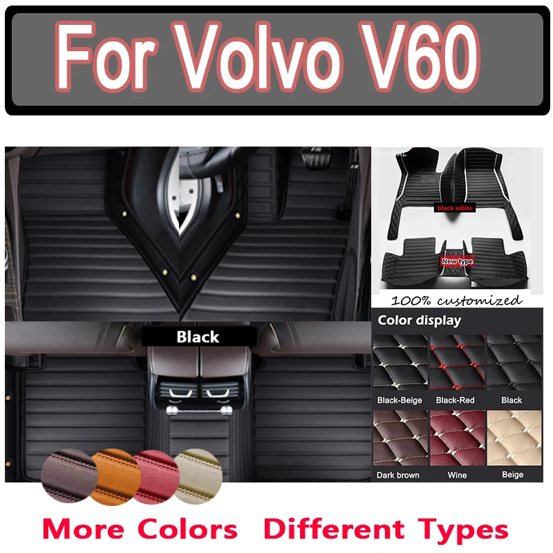 

Роскошный автомобильный роскошный кожаный коврик для Volvo V60 2011 2012 2013 2014 2015, автомобильный коврик, полный комплект водонепроницаемых аксессуаров